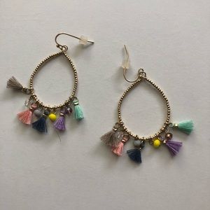 ANN Taylor LOFT Fiesta Tassel Hoop Earrings